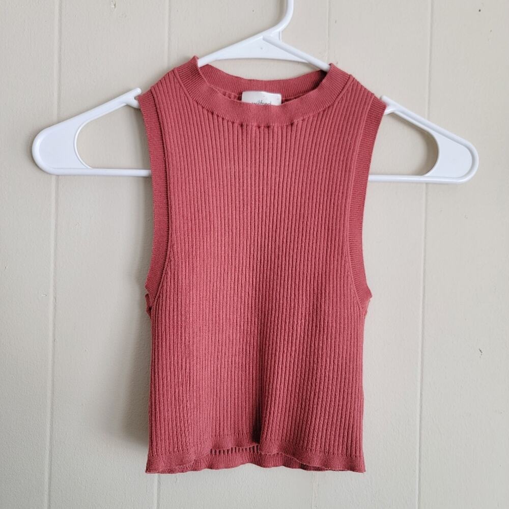 Wilfred Ribbed Sleeveless Crop Top - Dusty Rose